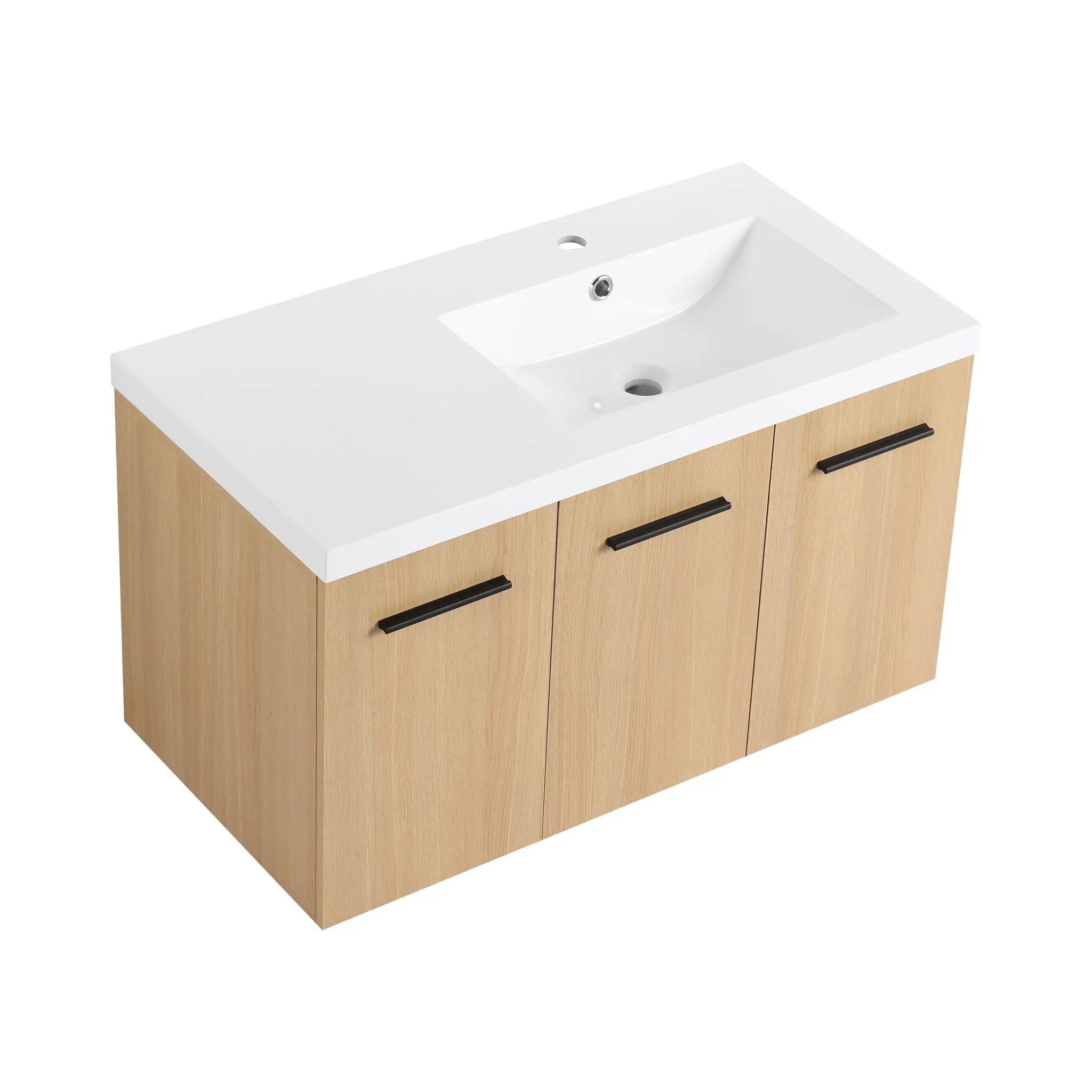 Wall Mounted Floating Bathroom Vanity With Sink, 3 Door Modular Cabinet by Unique Piece Furniture
