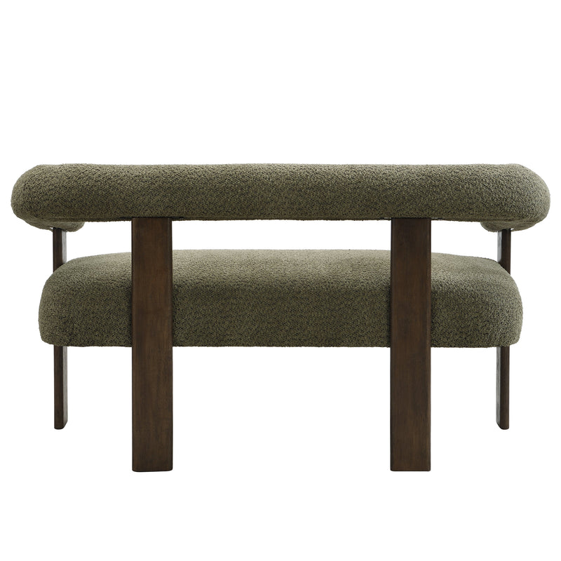 Round Armrest Loveseat (Green + Brown) by HouseOfZazla
