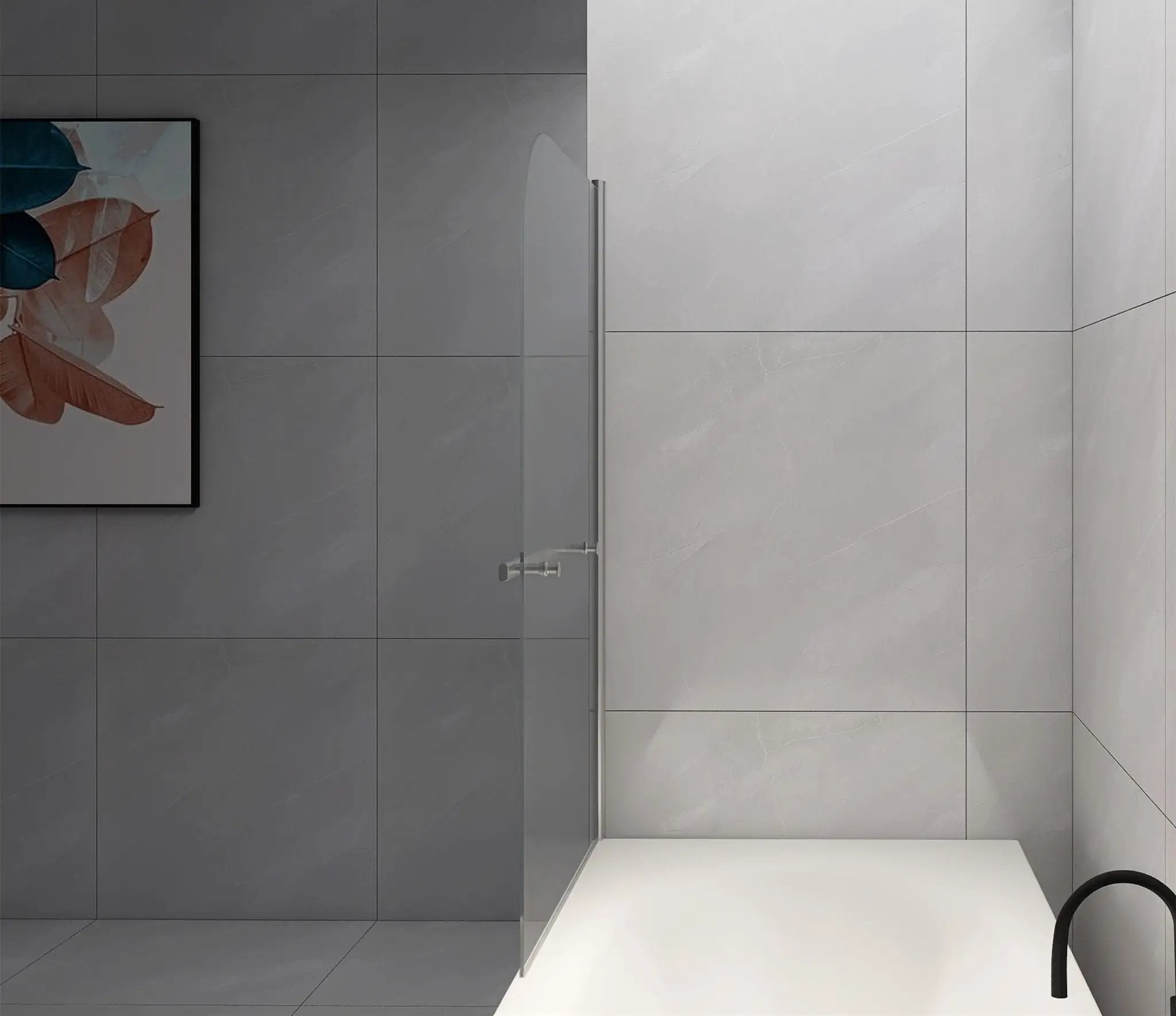 Bathtub Screen Framless Shower Door Tempered Glass Shower Panel - Transparent by HouseOfZazla