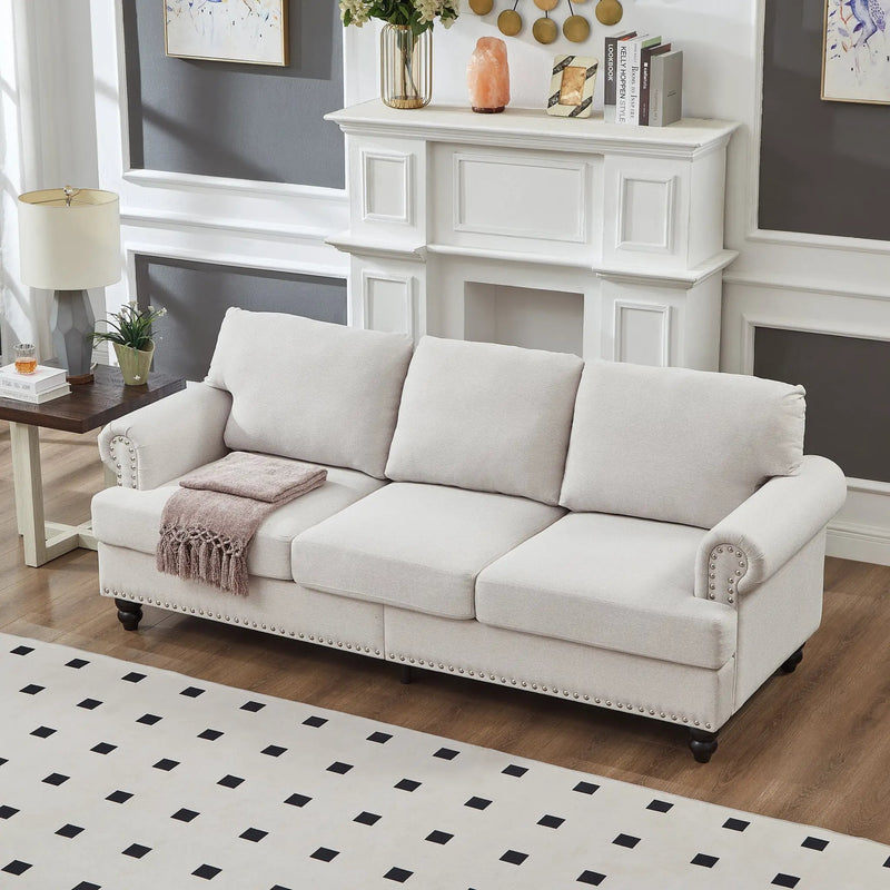 83" Modern Classic Design with Nails Living Room Three Seater Sofa by HouseOfZazla