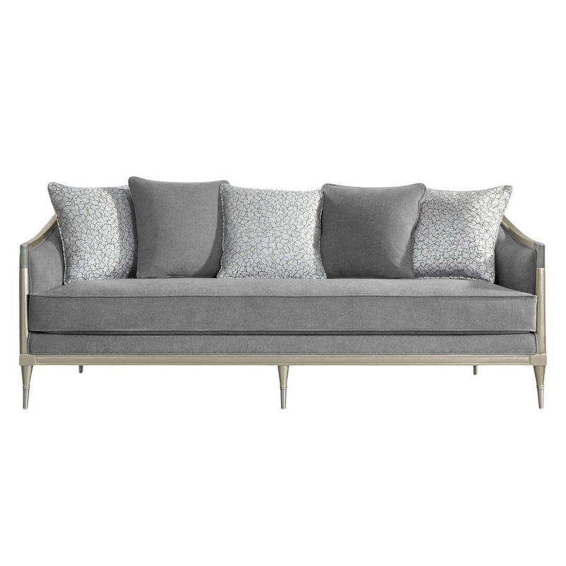 Fernando - Sofa With 5 Pillows - Champagne / Gray by HouseOfZazla