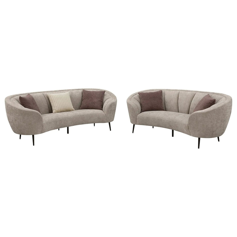 Ellorie 2-piece Upholstered Curved Sofa Set Beige by Unique Piece Furniture