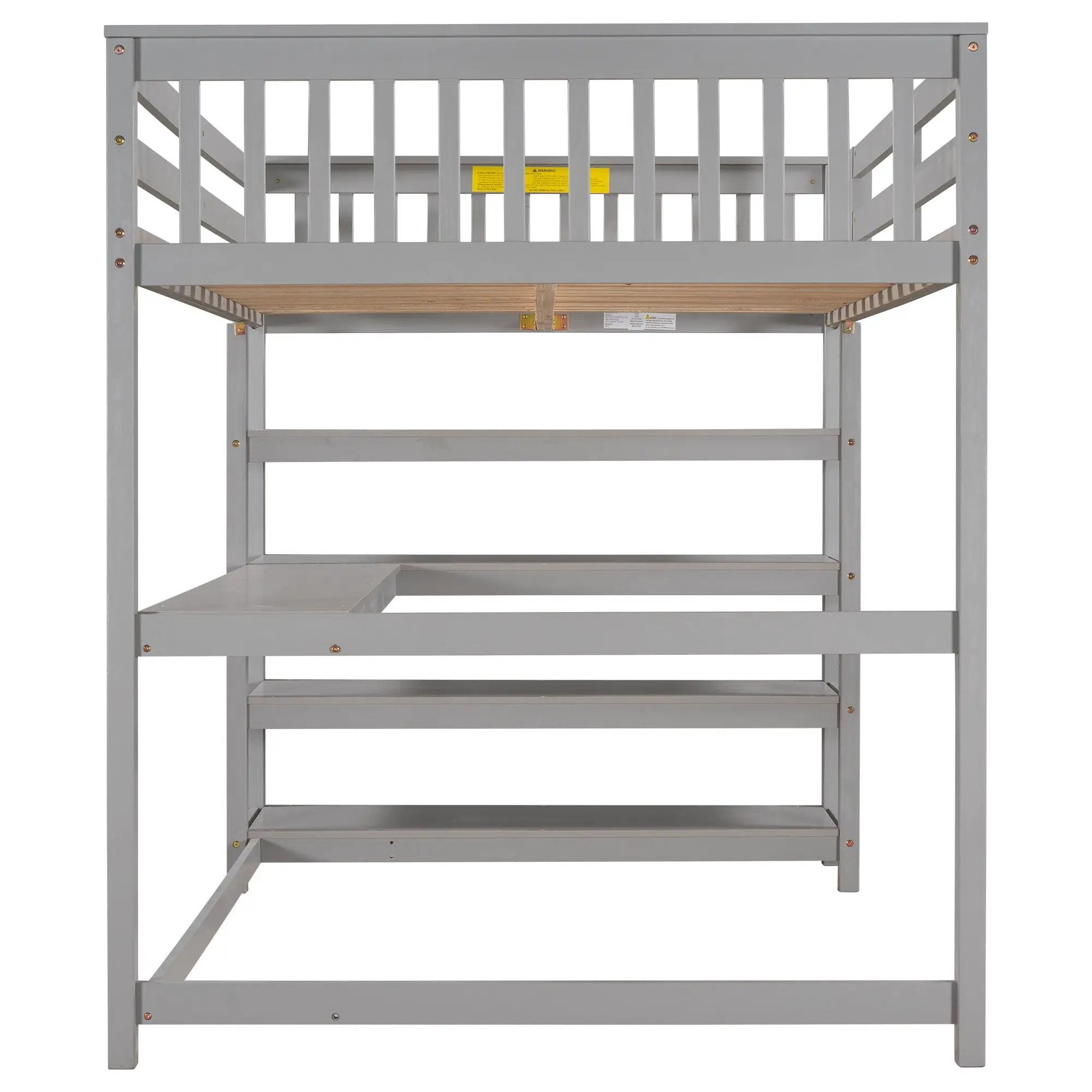 Loft Bed With Storage Shelves And Under Bed Desk