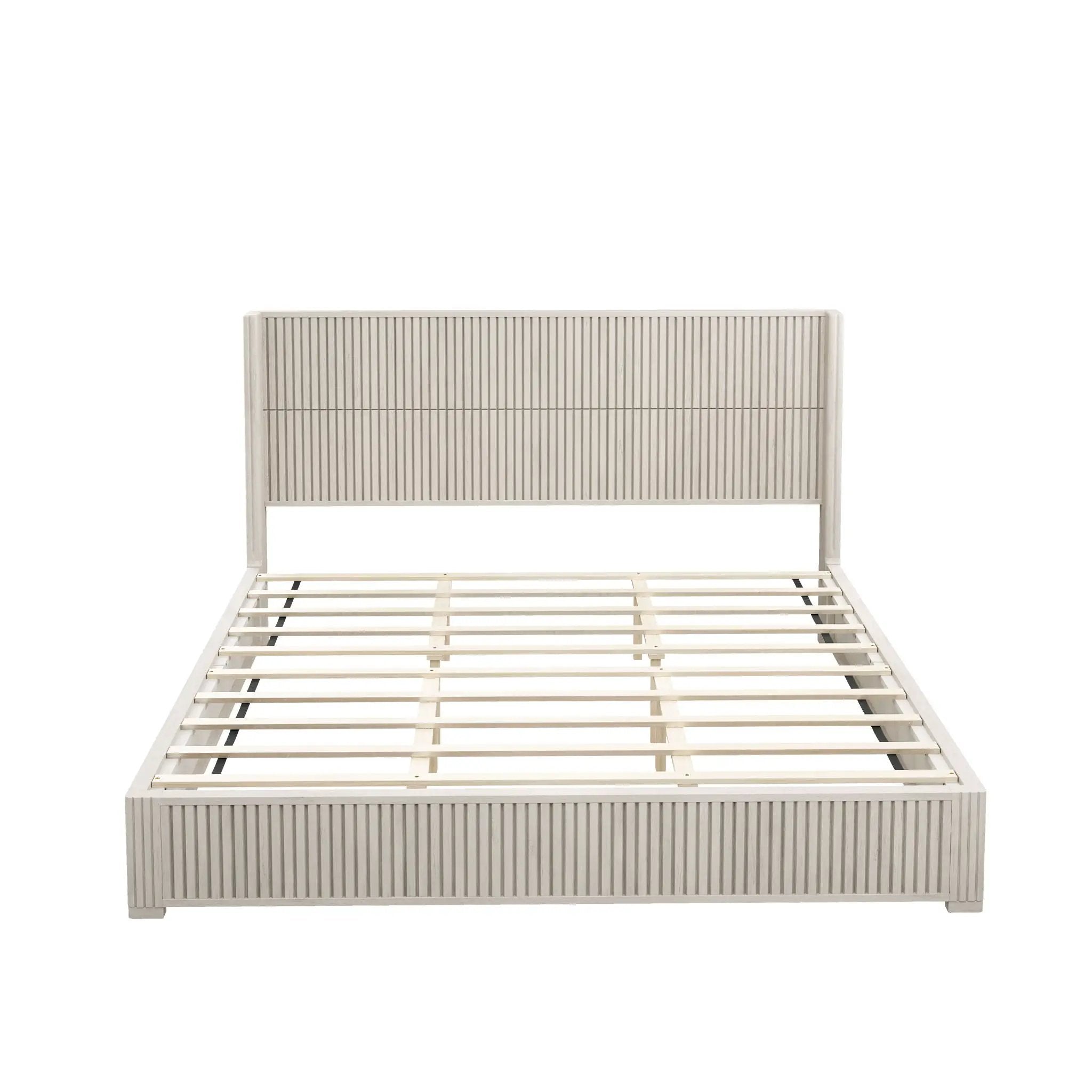 Platform Bed Frame With Headboard, Floor Standing Design by HouseOfZazla