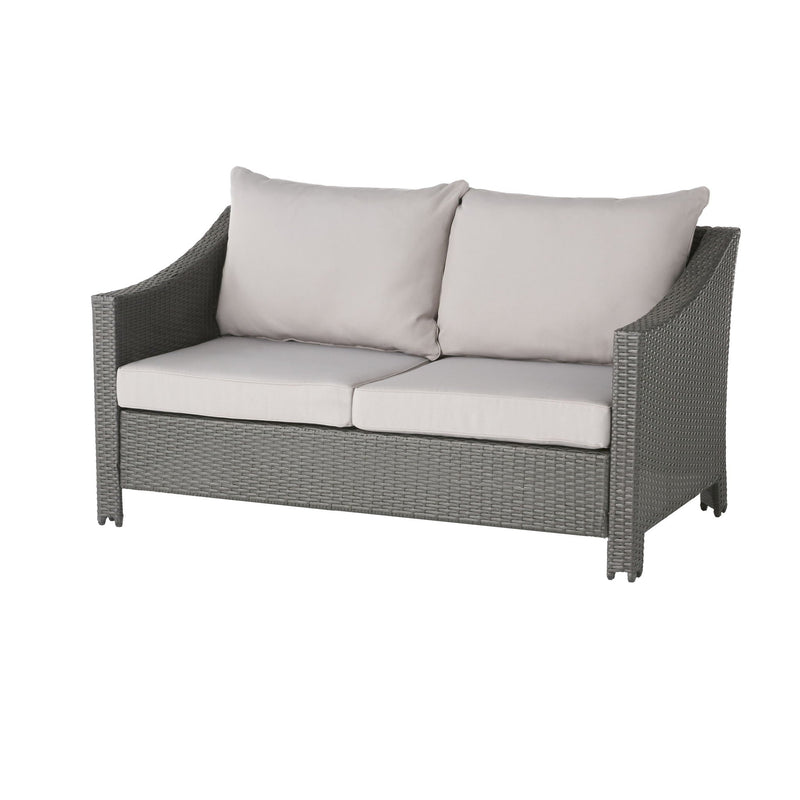 Contemporary Antibes Loveseat & Table Set Outdoor - Gray by HouseOfZazla
