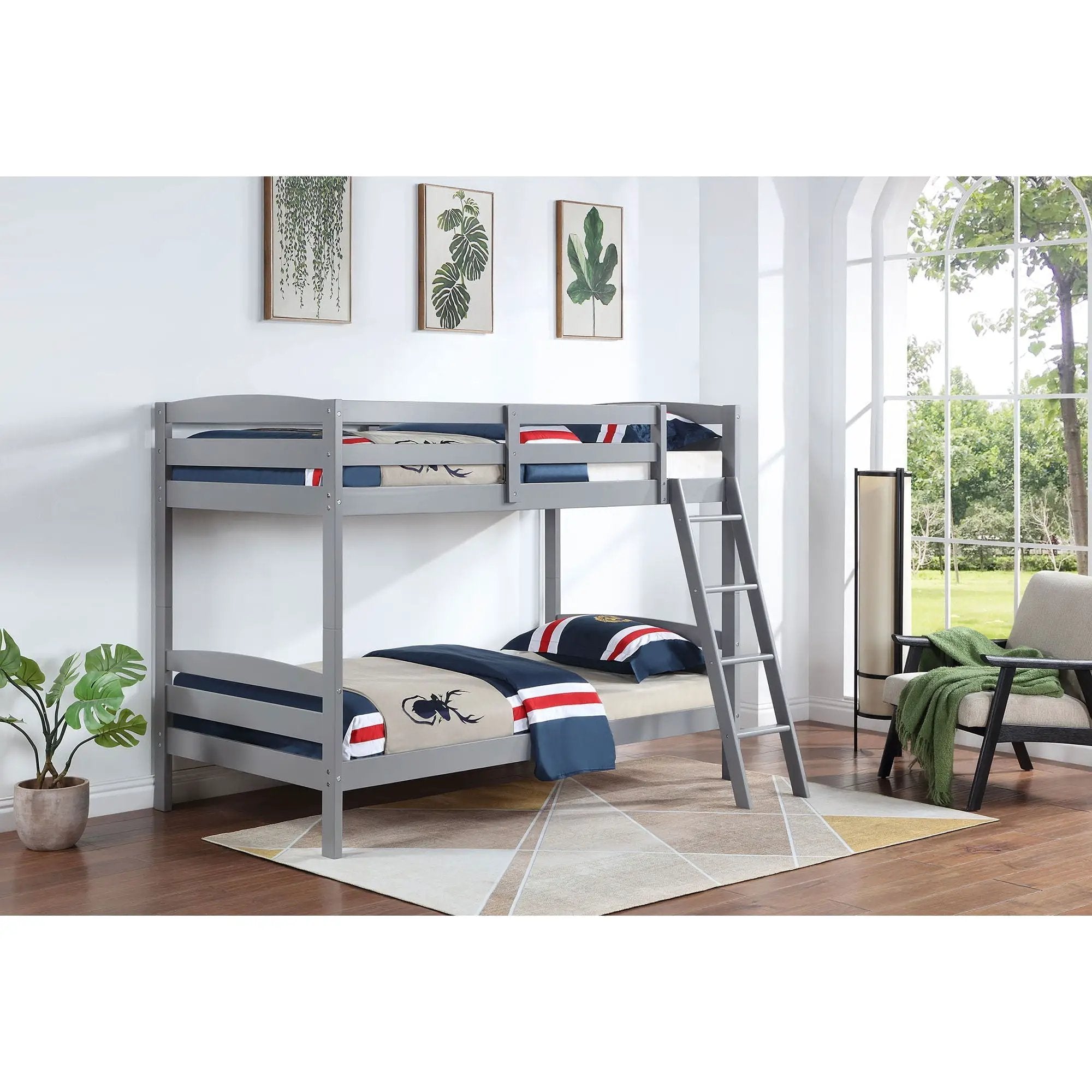 Kerr - Twin Over Twin Bunk Bed - Gray by HouseOfZazla