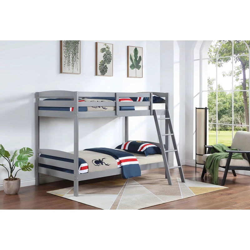 Kerr - Twin Over Twin Bunk Bed - Gray by HouseOfZazla