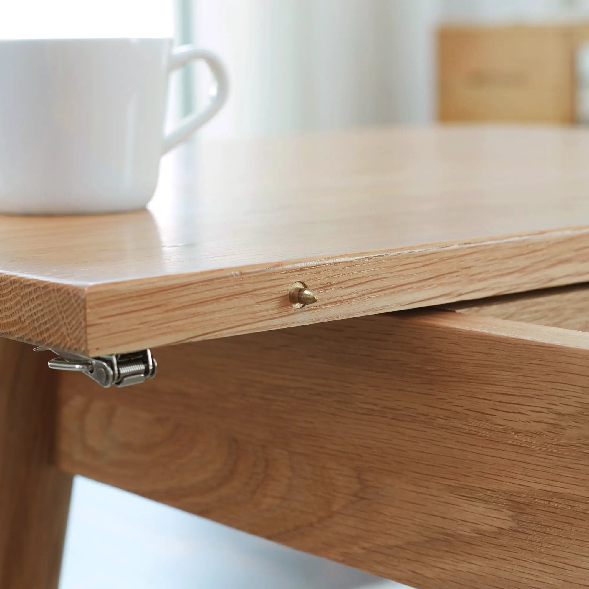Natural Solid Oak Round Corner Dining Table by BLAKHOM