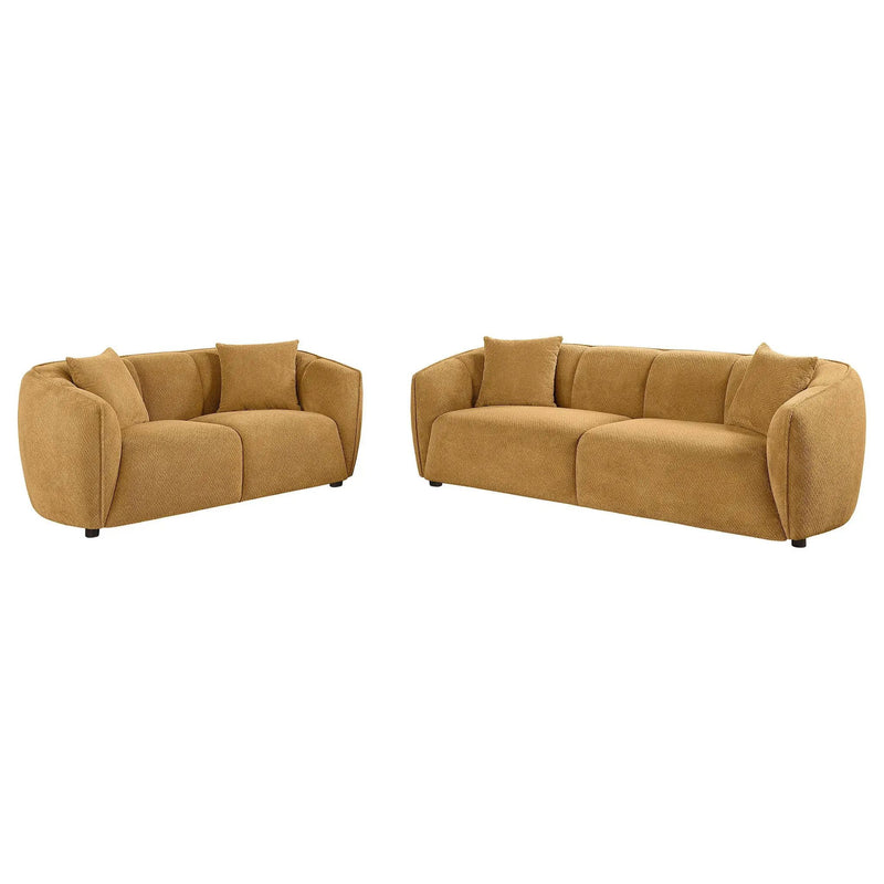 Aleisha 2-piece Chenille Upholstered Sofa Set Mustard Yellow by Unique Piece Furniture