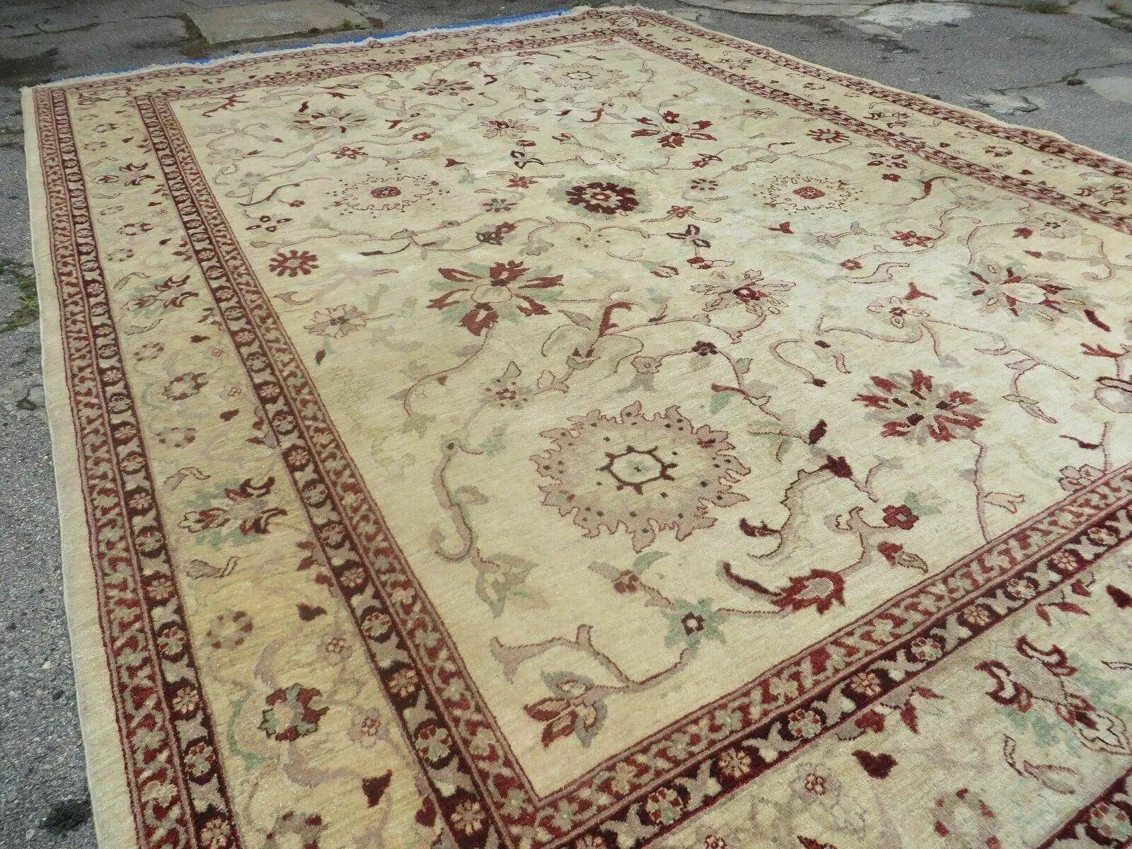 10' X 14' Vintage Hand Knotted Made Indian Agra Wool Rug Vegetable Dyes by Jewel Rugs
