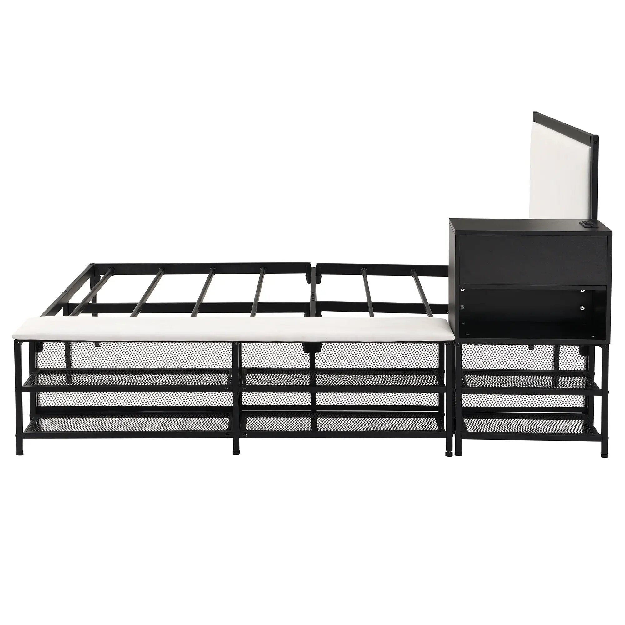 Platform Bed With 2 Tier Storage Shelves, Storage Cabinet by HouseOfZazla