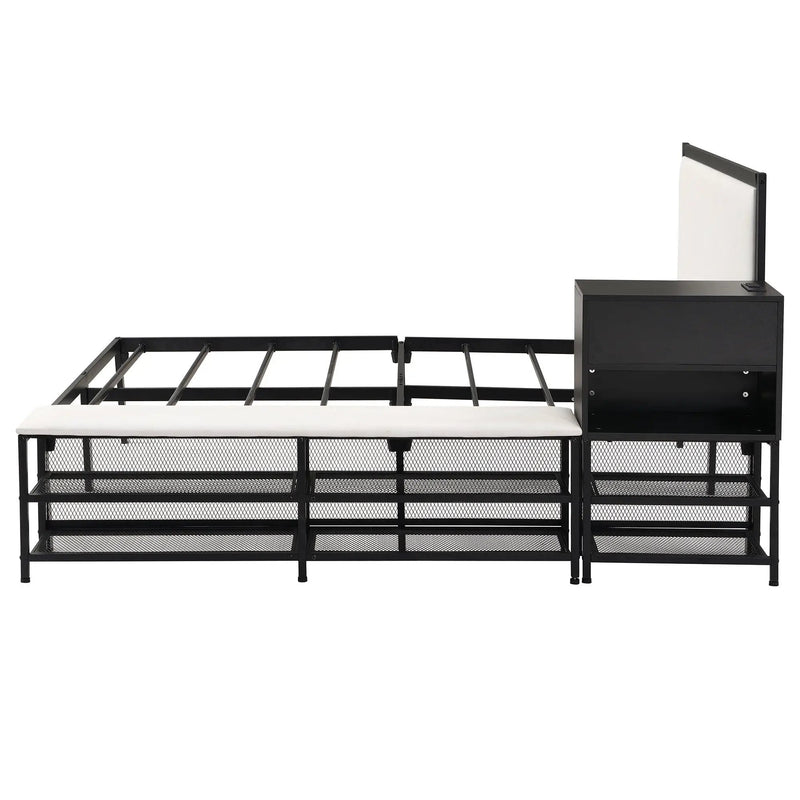 Platform Bed With 2 Tier Storage Shelves, Storage Cabinet by HouseOfZazla