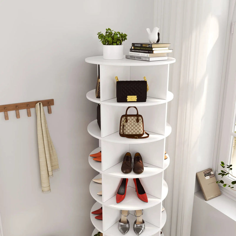 New 360 Rotating Shoe Cabinet 7 Layers Holds Up To 28 Paris Of Shoes by Unique Piece Furniture
