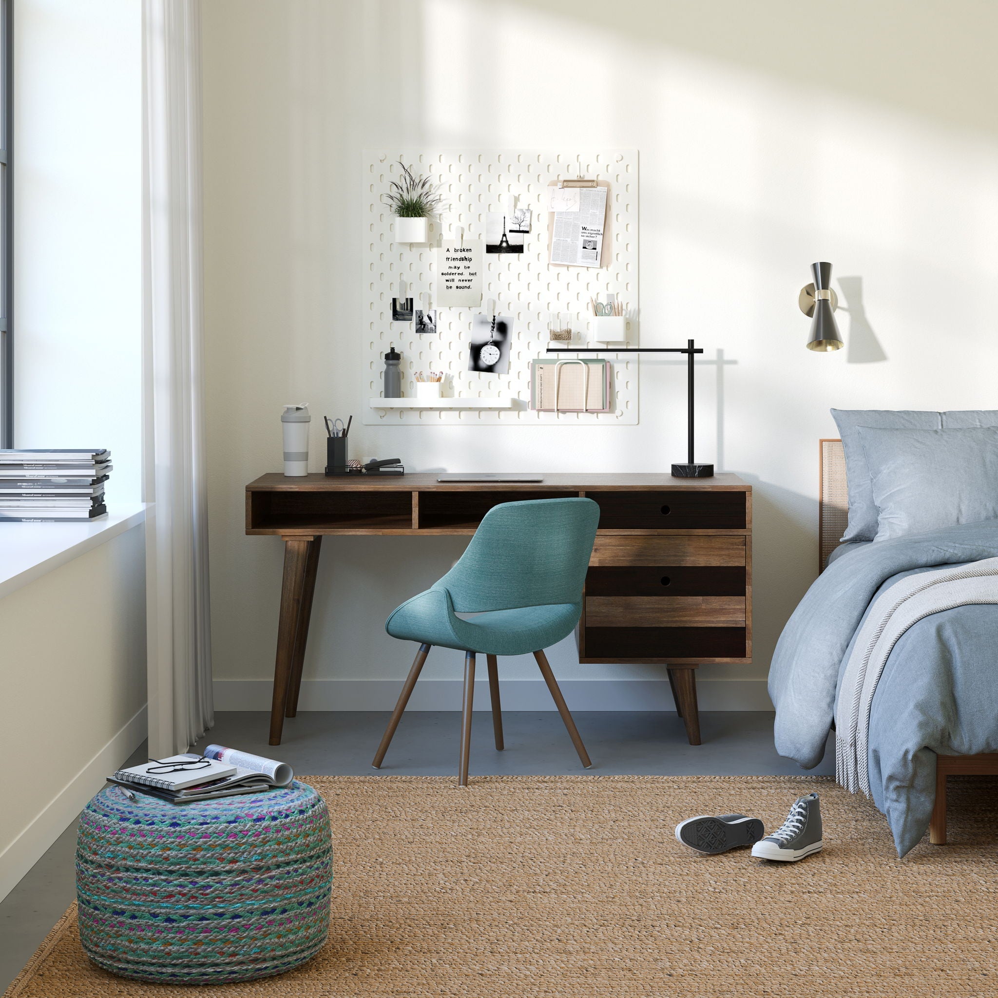 Clarkson - Desk With Side Drawers - Rustic Natural Aged Brown by HouseOfZazla