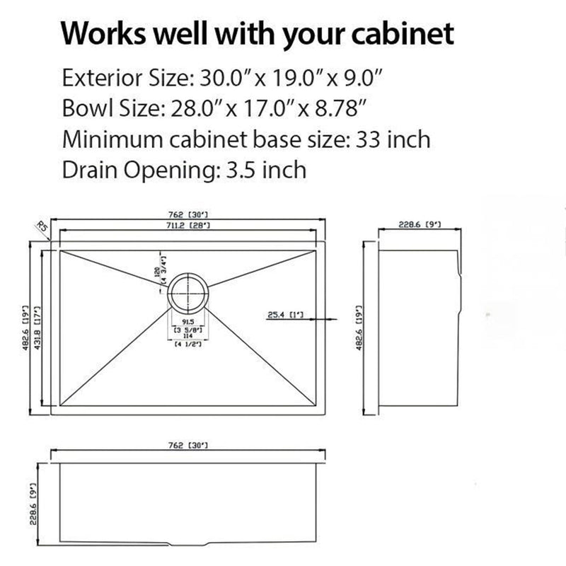 Undermount Steel Kitchen Sink, Deep Single Bowl Basin by HouseOfZazla