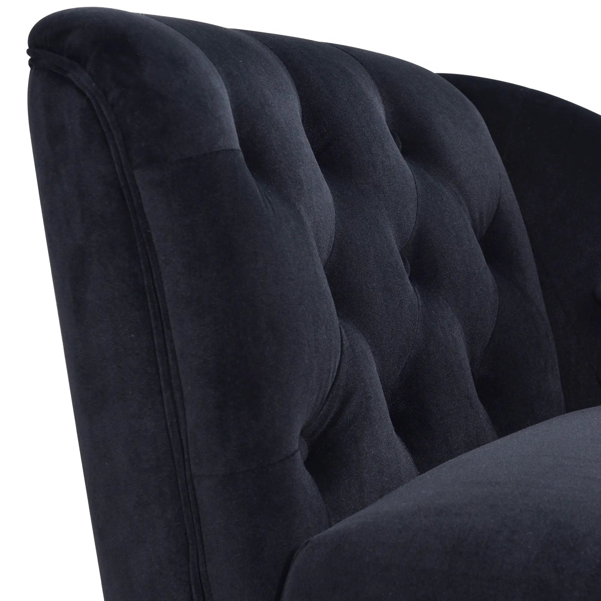 Velvet Chaise Lounge, Button Tufted Right Arm Facing Lounge Chair With Nailhead Trim For Living Room - Black by HouseOfZazla