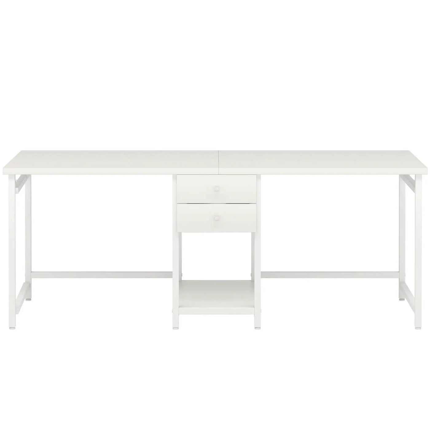 2 Person Computer Desk With Drawers And Shelves, Extra Long Double Workstation by HouseOfZazla