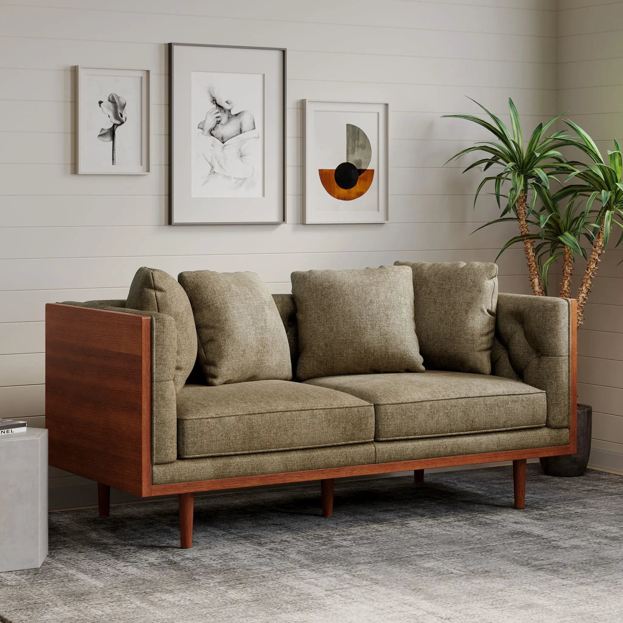 Retro Modern Loveseat With Button Tufted Upholstery by HouseOfZazla