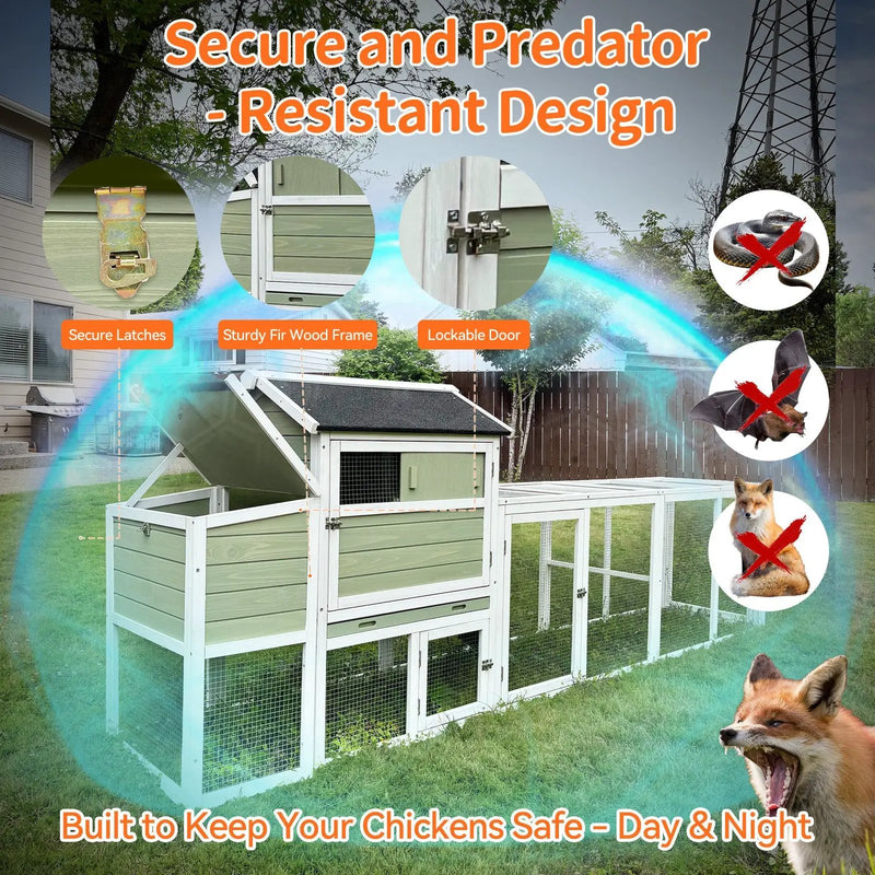 Wooden Chicken Coop, Large Outdoor Hen House with Run and Nesting Box by HouseOfZazla