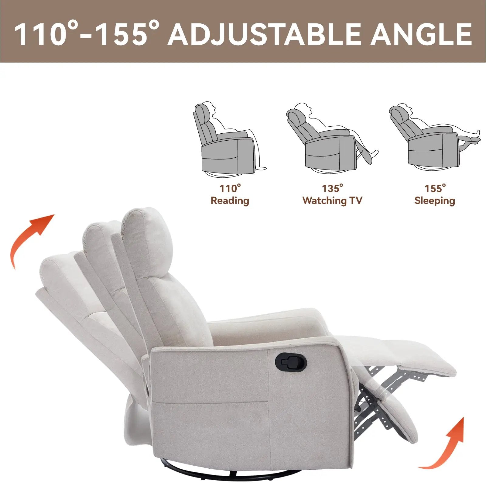 Heat Massage Manual Recliner Chair with Rocker and Swivel by HouseOfZazla
