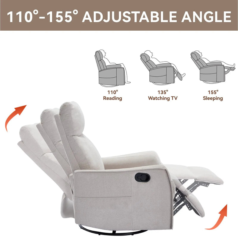 Heat Massage Manual Recliner Chair with Rocker and Swivel by HouseOfZazla