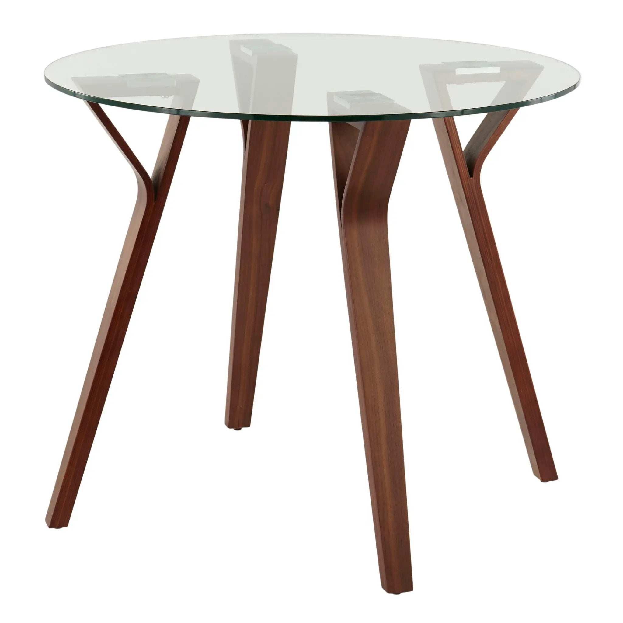 Folia - Mid-Century Modern Round Dinette Table - Walnut / Clear by Unique Piece Furniture