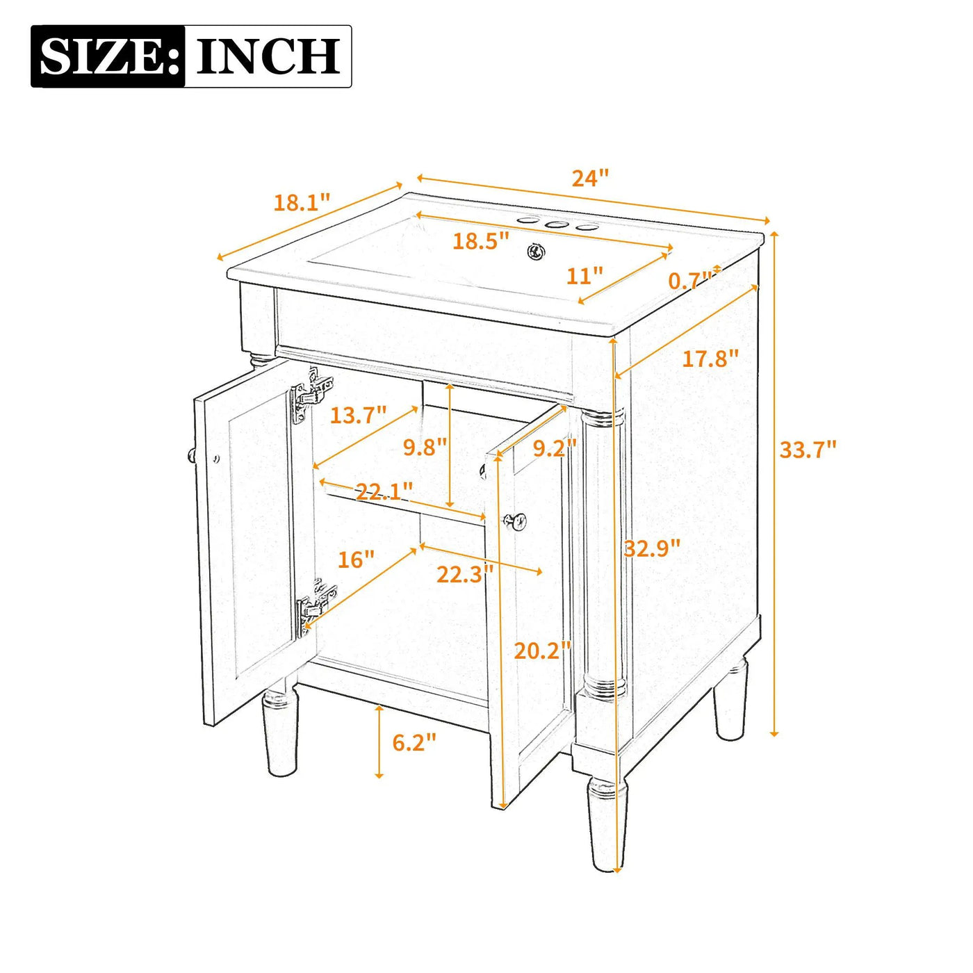 Bathroom Vanity With Top Sink, 2 Tier Storage Cabinet by Unique Piece Furniture