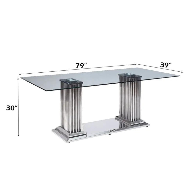 Cyrene - Dining Table - Clear Glass Top & Stainless Steel by Unique Piece Furniture