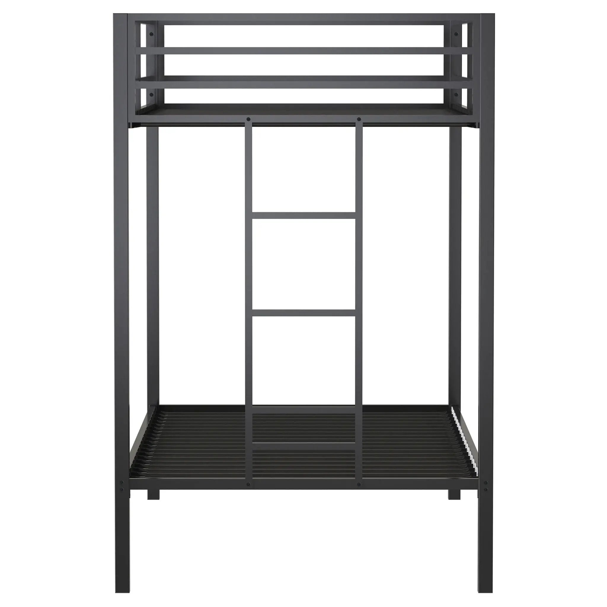 Alevera Metal Twin Over Twin Bunk Bed with Ladder Black by Unique Piece Furniture