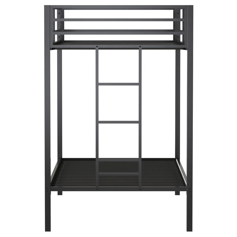 Alevera Metal Twin Over Twin Bunk Bed with Ladder Black by Unique Piece Furniture