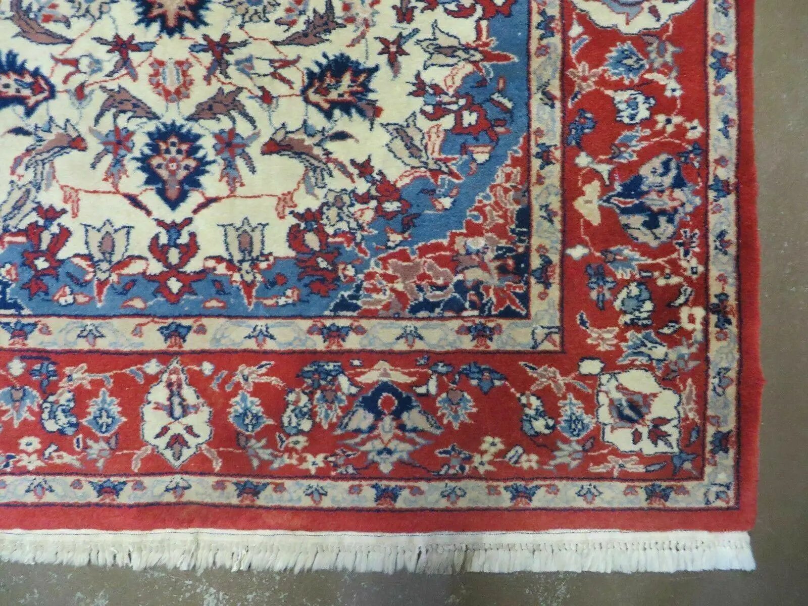 3' X 5' Vintage Handmade Authentic Oriental Floral Medallion Fine Wool Rug Beige Red and Blue Top Quality Veg Dyes by Jewel Rugs