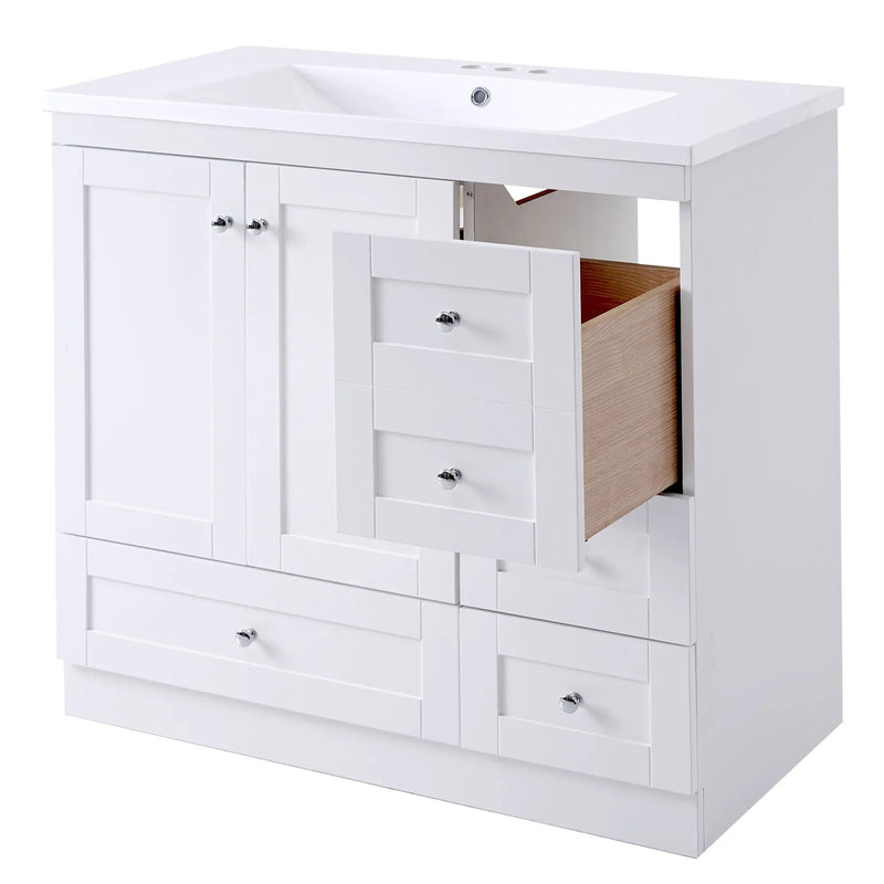 Shaker Free Standing Bathroom Vanity Cabinet With Sink, Soft Close Drawers, Soft Close Doors by HouseOfZazla