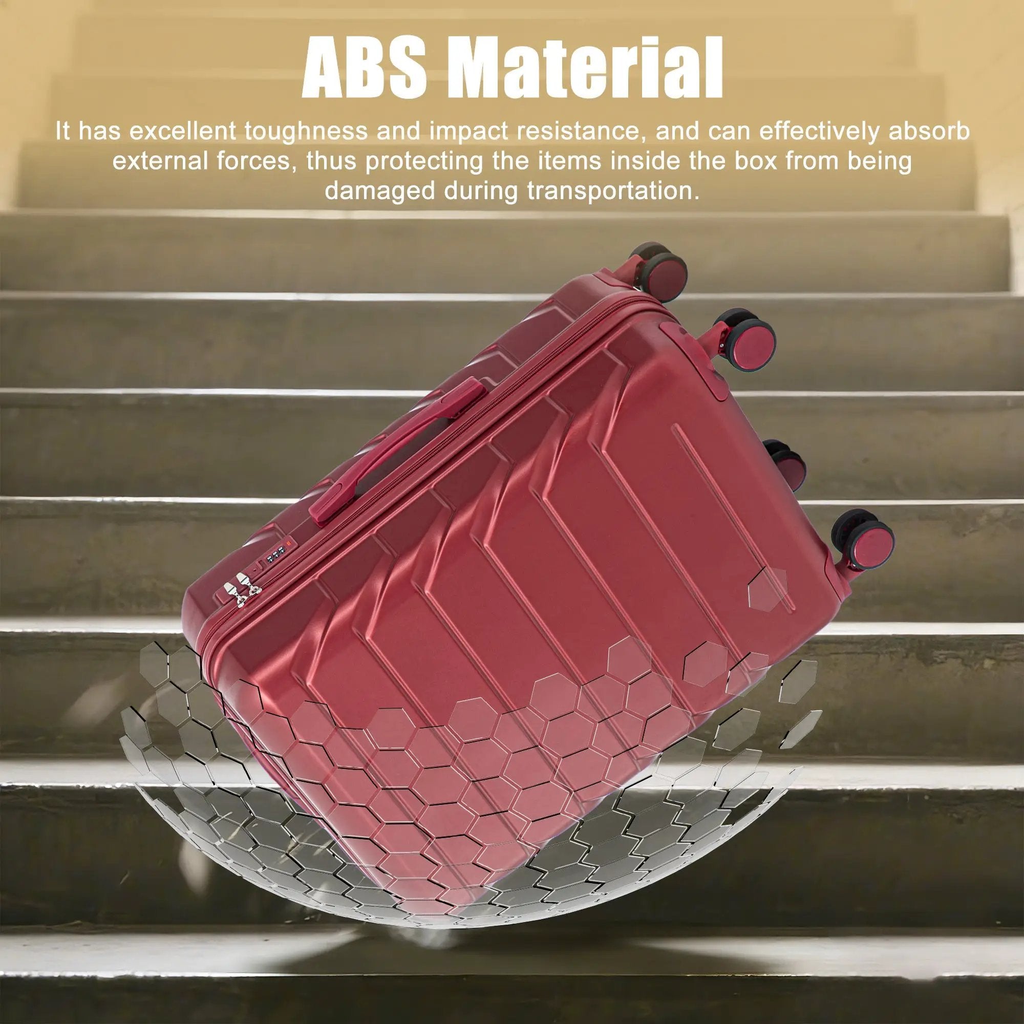28 Inch ABS Hard Shell Large Travel Checked Luggage - Wine Red by HouseOfZazla