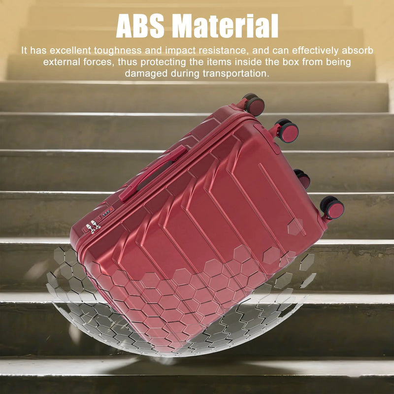 28 Inch ABS Hard Shell Large Travel Checked Luggage - Wine Red by HouseOfZazla