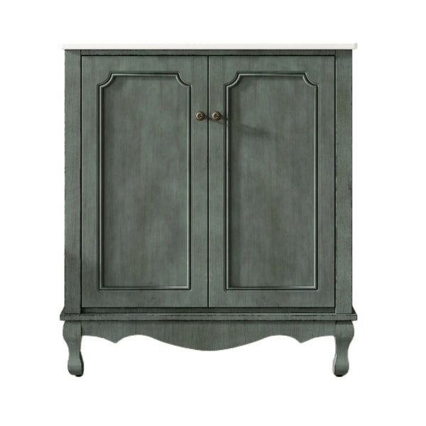 Vintage Bathroom Vanity With Ceramic Sink, Adjustable Shelves