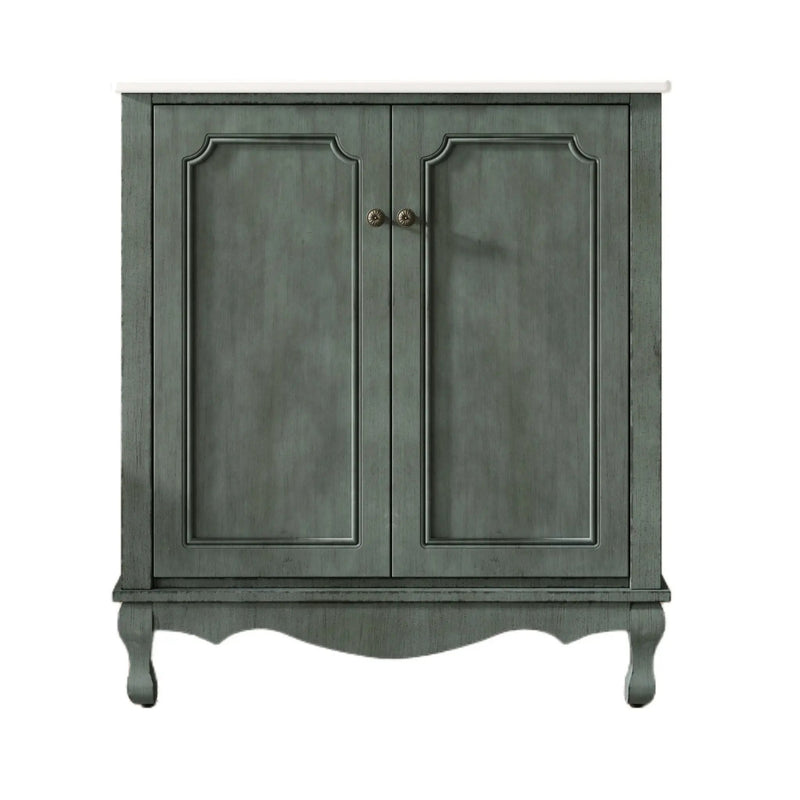 Vintage Bathroom Vanity With Ceramic Sink, Adjustable Shelves