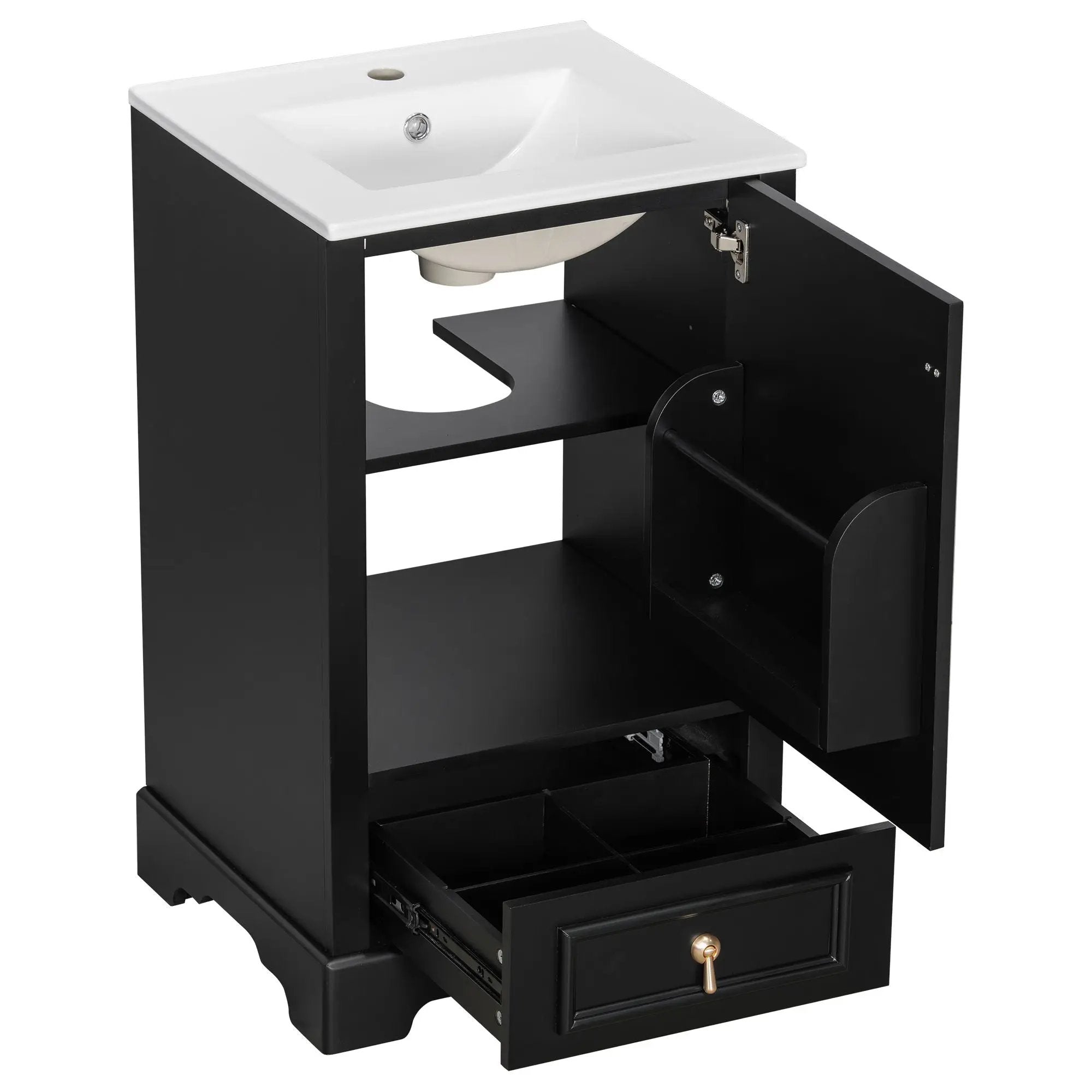 Bathroom Vanity With Sink, Soft Close Door, Adjustable U-Shaped Shelf