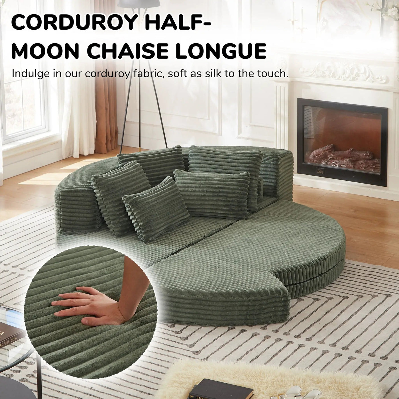 Semi Circular 2 In 1 Sofa Bed With Neck Pillow And Throw Pillows by HouseOfZazla