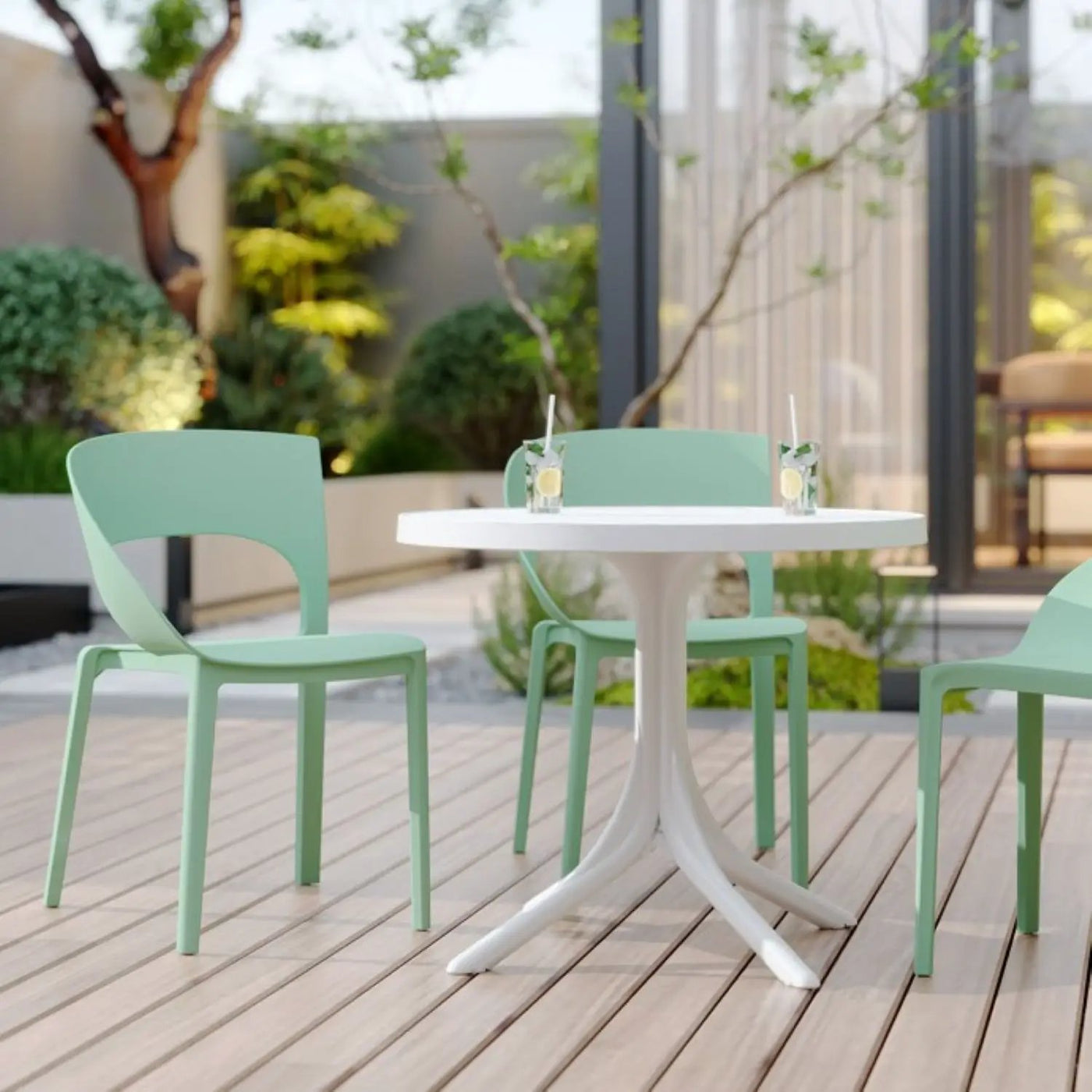 4 Piece Set Of Modern Designed Single Chairs With Round Table by Unique Piece Furniture