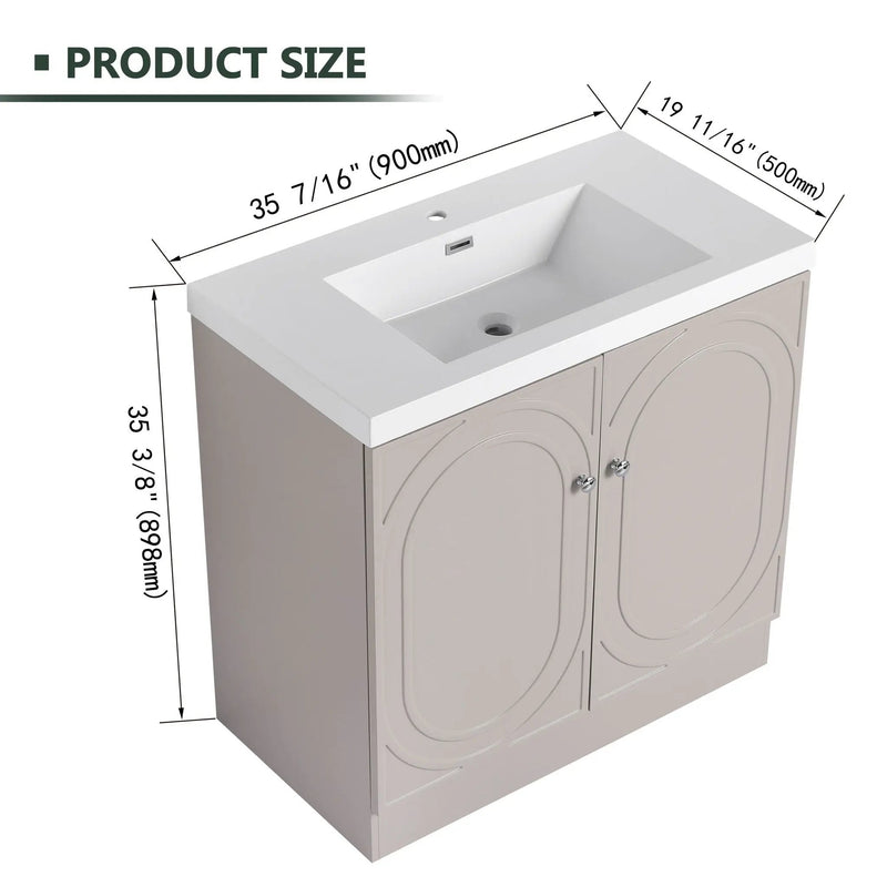 Contemporary Freestanding Bathroom Vanity With Resin Sink & Soft-Close Cabinet Doors by HouseOfZazla