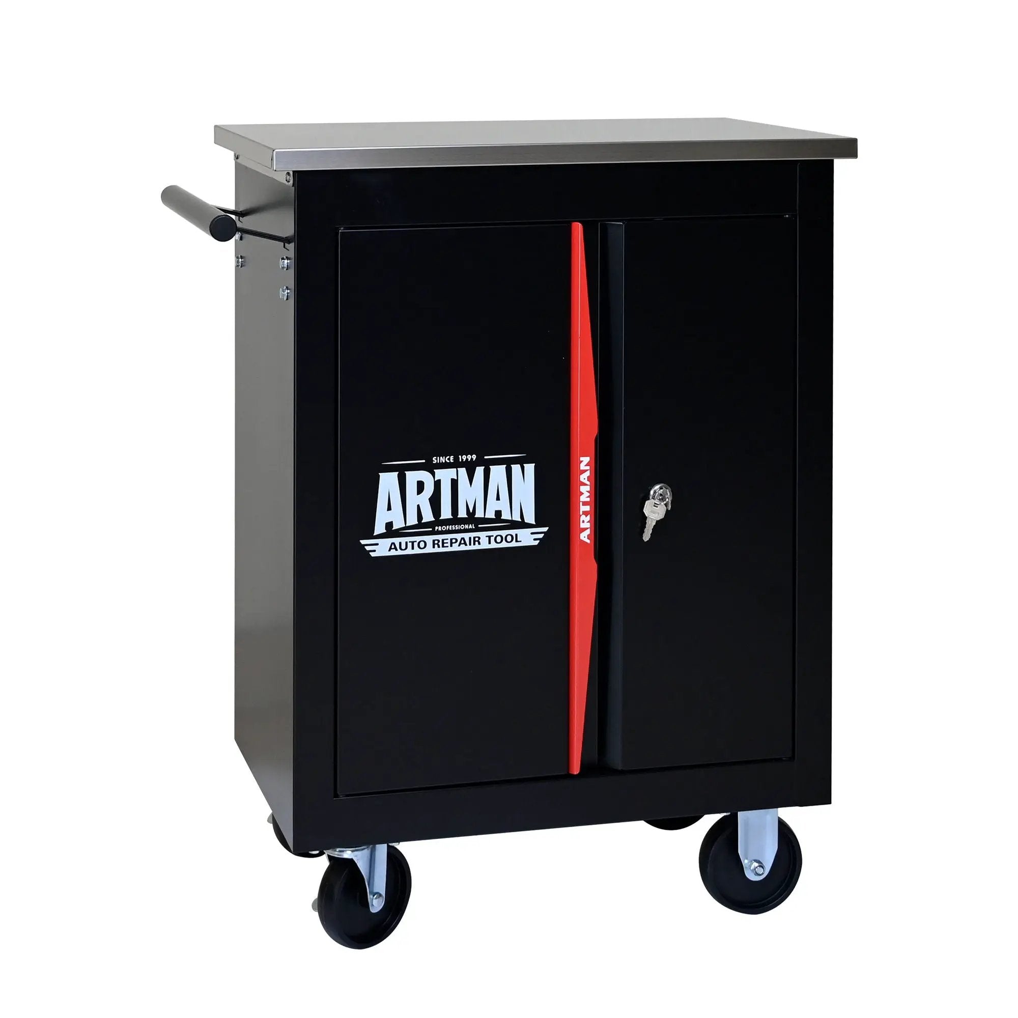 Double Door Clapboard Multi-Function Tool Cart - Black / Red by HouseOfZazla