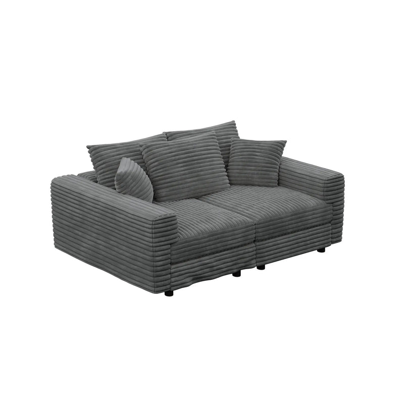 Convertible Deep Seat Sofa With Soft Pillows And Ottomans by HouseOfZazla