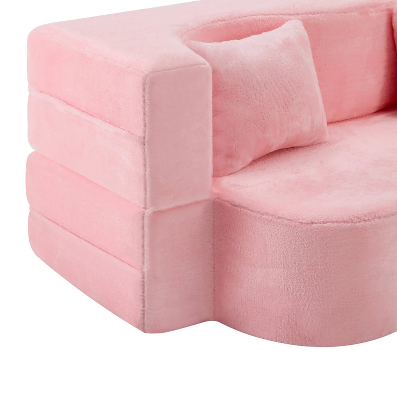 71-Inch Folding Sofa Bed in Pink Chenille with High-Density Foam by HouseOfZazla