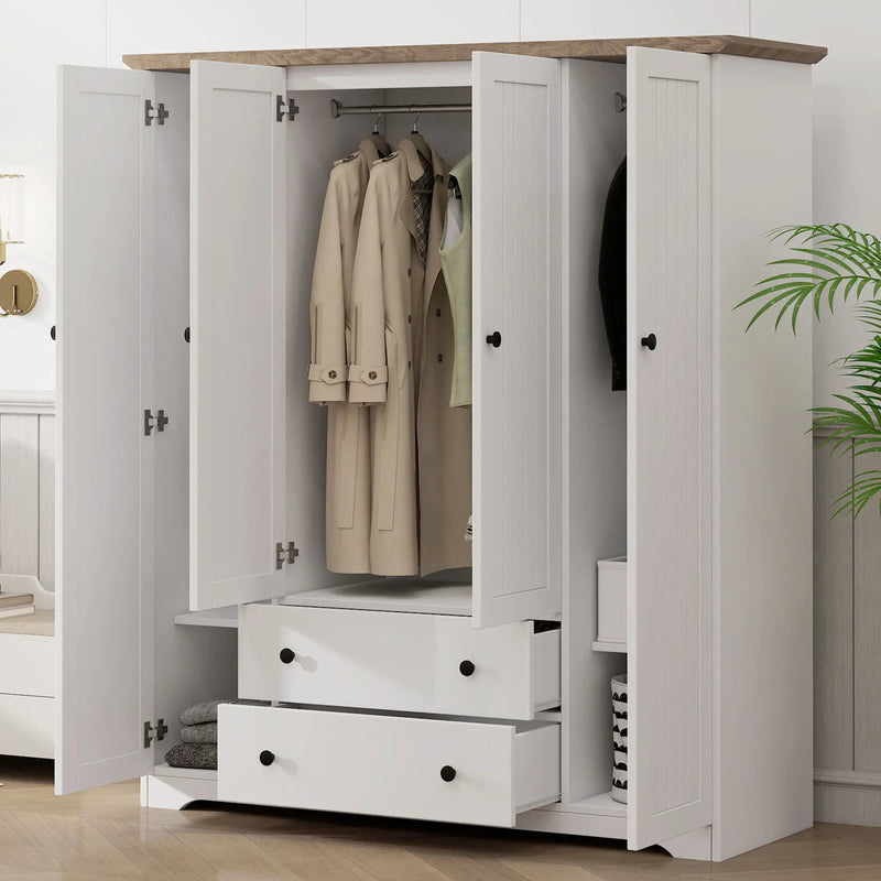 4 Door Wardrobe Armoire With 2 Drawers by Unique Piece Furniture