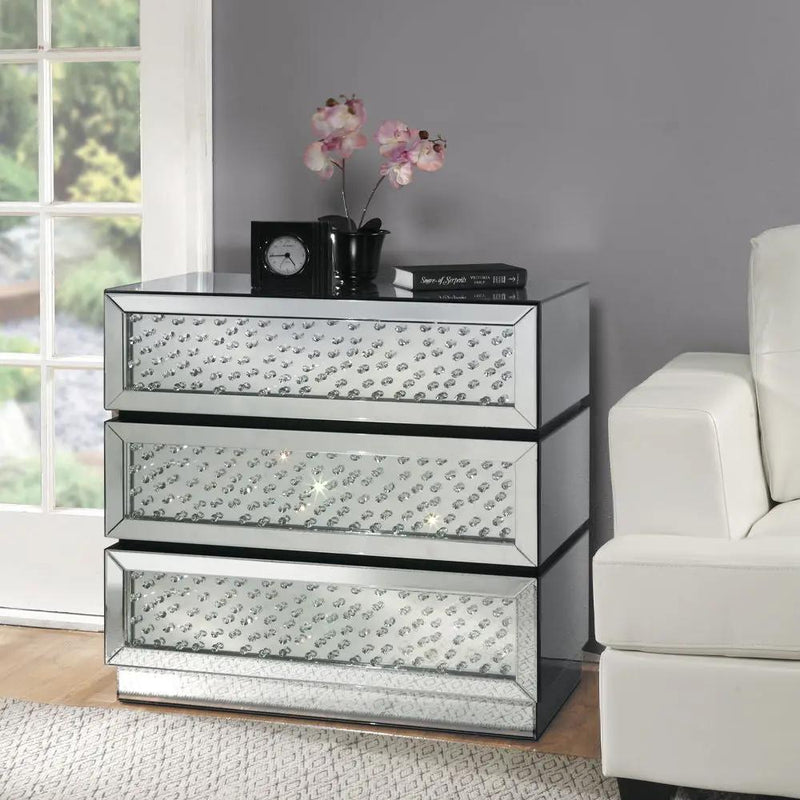 Nysa - Console Cabinet - Mirrored & Faux Crystals by Unique Piece Furniture