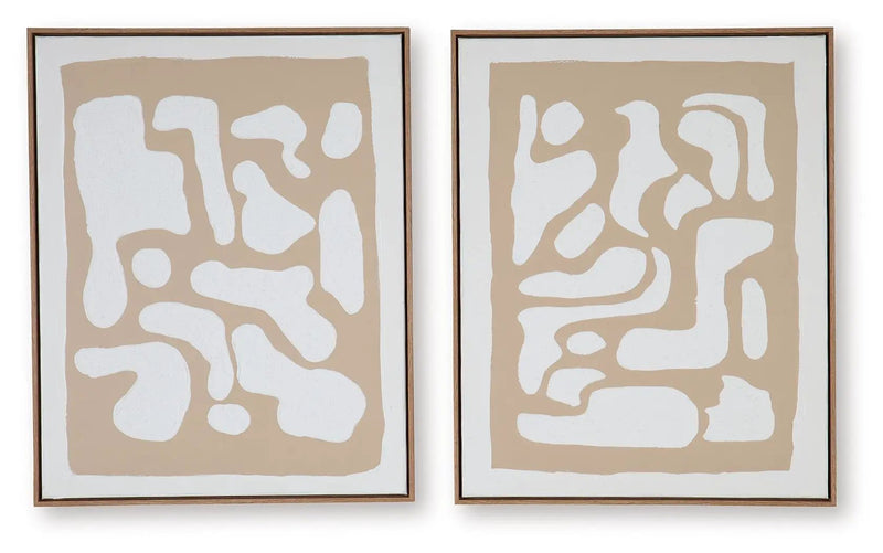 Waldett - Wall Art Set (Set of 2) - Beige / White by Unique Piece Furniture