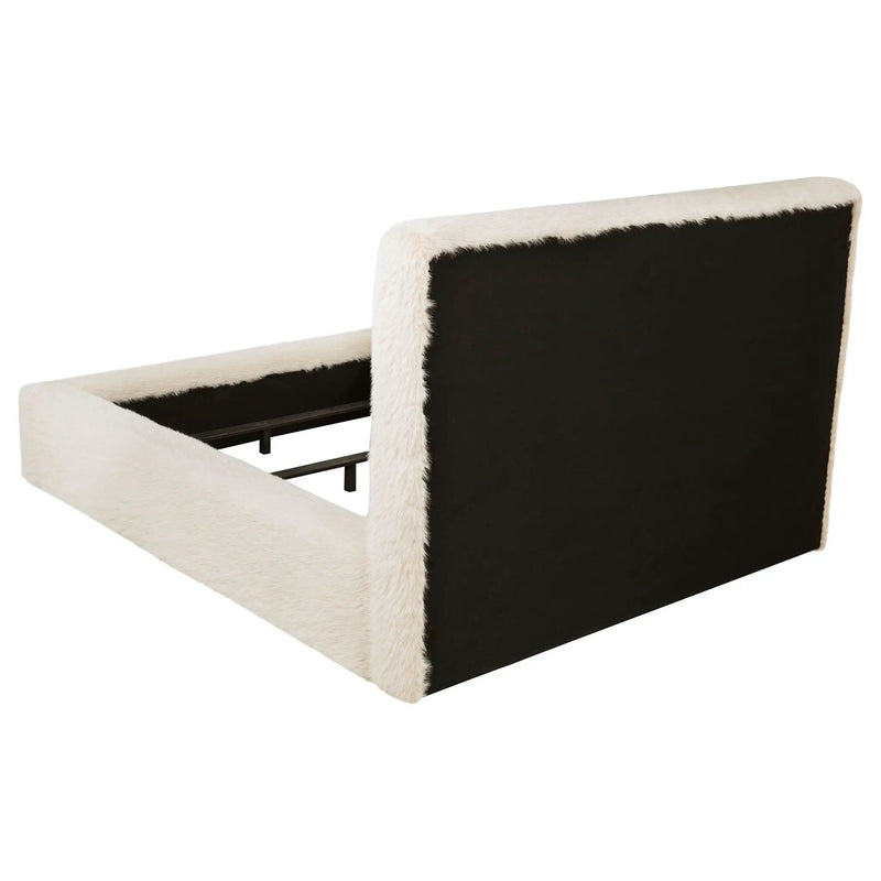 Rebecca Faux Fur Upholstered California King Bed Cream by Unique Piece Furniture