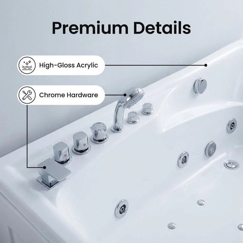 67 in. x 34 in. Acrylic Whirlpool Bathtub with Center Drain by HouseOfZazla