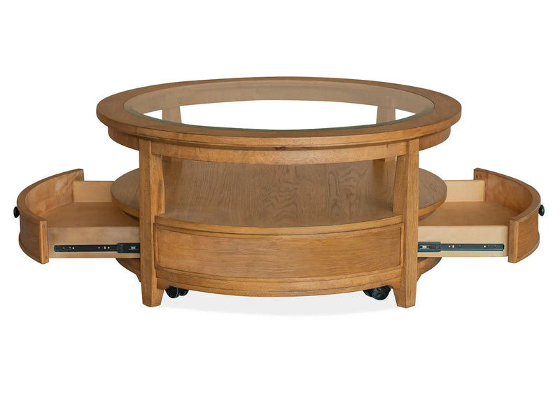 Durant - Round Cocktail Table With Casters - Honey Brown by Unique Piece Furniture