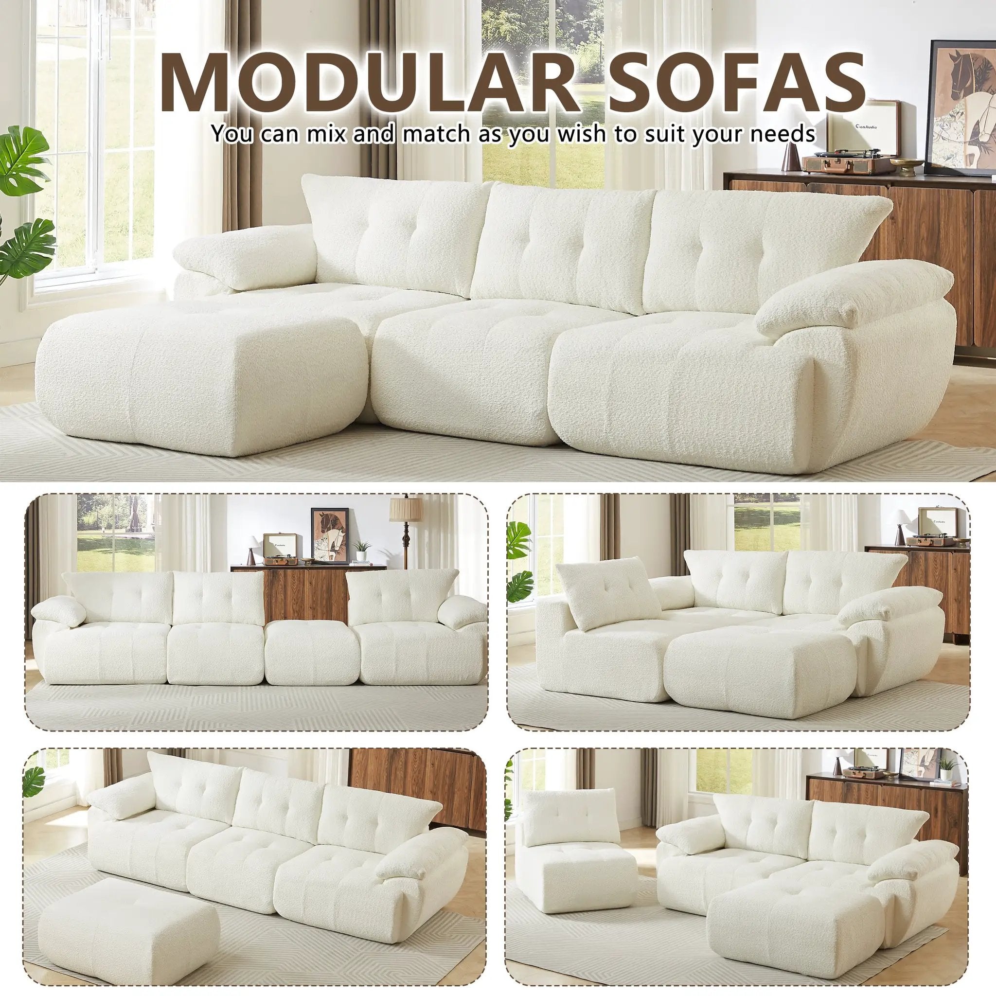 115'' Large Modern 3-Seater Sofa by HouseOfZazla